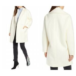 Something Navy Women Double Breasted Jacket in Ivory Size Large